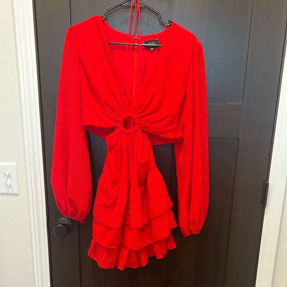 VICI - Elegant Red Long Sleeve Dress NWOT